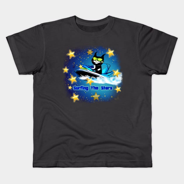 Surfing The Stars Kids T-Shirt by VarietyStarDesigns